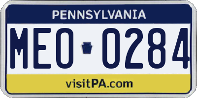 PA license plate MEO0284