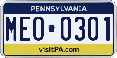 PA license plate MEO0301