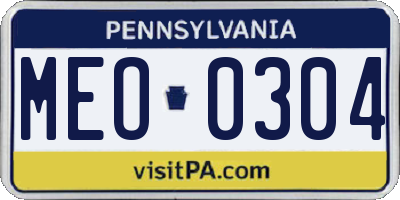 PA license plate MEO0304