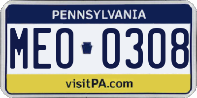 PA license plate MEO0308