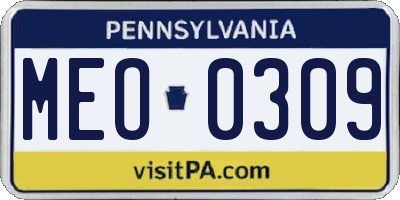 PA license plate MEO0309