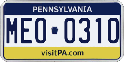 PA license plate MEO0310