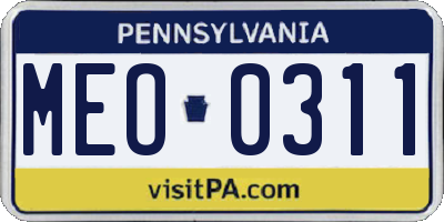 PA license plate MEO0311
