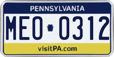 PA license plate MEO0312