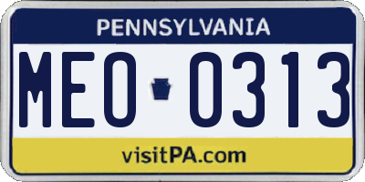 PA license plate MEO0313