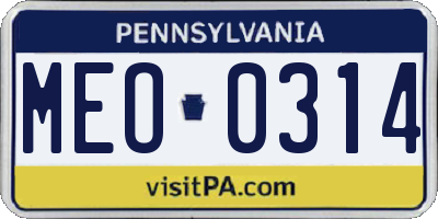 PA license plate MEO0314