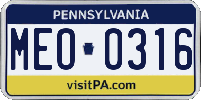 PA license plate MEO0316