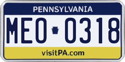 PA license plate MEO0318