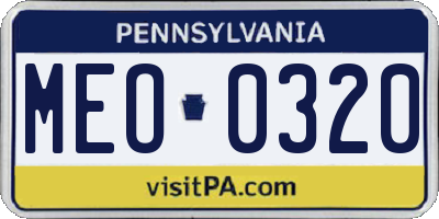 PA license plate MEO0320