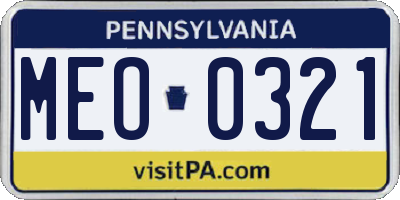 PA license plate MEO0321
