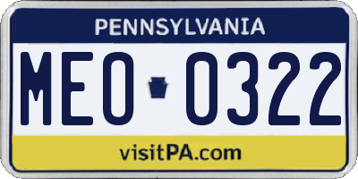 PA license plate MEO0322
