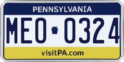 PA license plate MEO0324