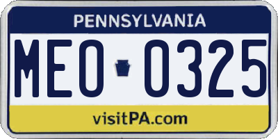 PA license plate MEO0325