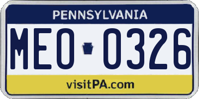 PA license plate MEO0326