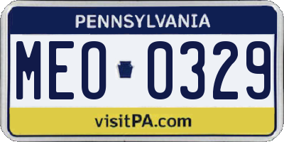PA license plate MEO0329