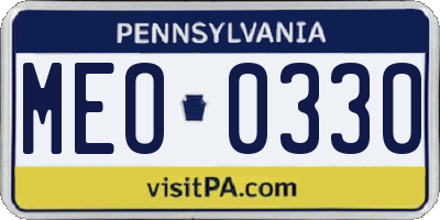 PA license plate MEO0330