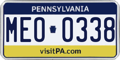 PA license plate MEO0338