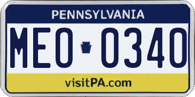 PA license plate MEO0340