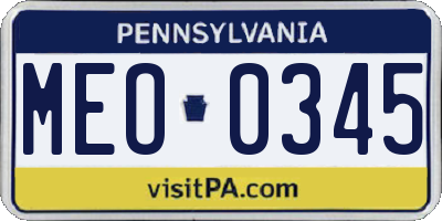 PA license plate MEO0345