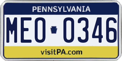 PA license plate MEO0346