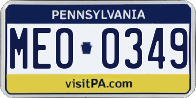 PA license plate MEO0349