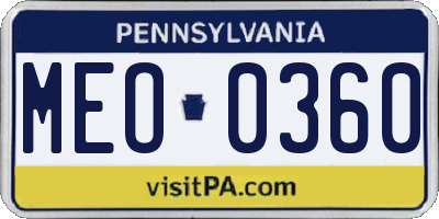 PA license plate MEO0360