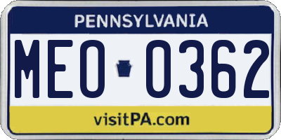 PA license plate MEO0362