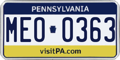 PA license plate MEO0363