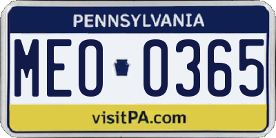 PA license plate MEO0365
