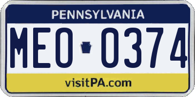 PA license plate MEO0374