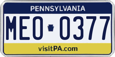 PA license plate MEO0377