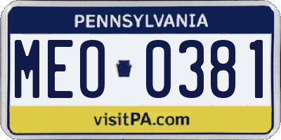 PA license plate MEO0381