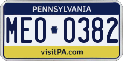 PA license plate MEO0382