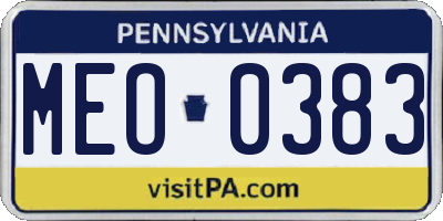 PA license plate MEO0383