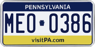 PA license plate MEO0386