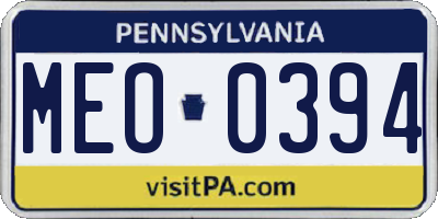 PA license plate MEO0394