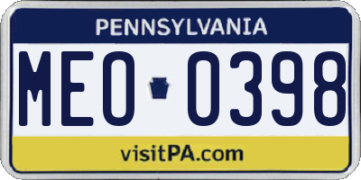 PA license plate MEO0398