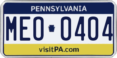 PA license plate MEO0404