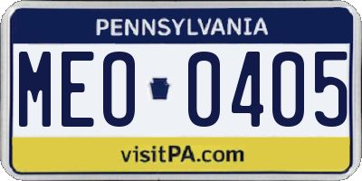 PA license plate MEO0405