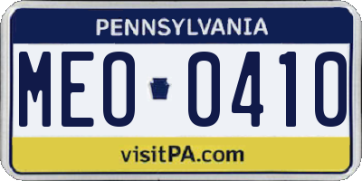 PA license plate MEO0410