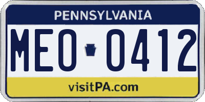 PA license plate MEO0412