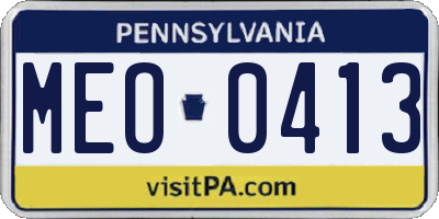 PA license plate MEO0413