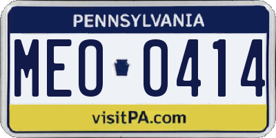PA license plate MEO0414