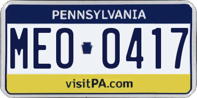 PA license plate MEO0417