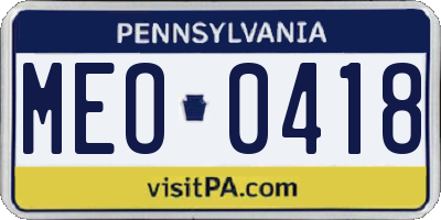 PA license plate MEO0418