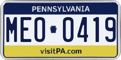 PA license plate MEO0419