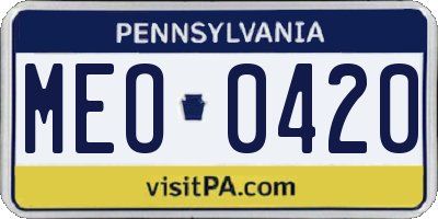 PA license plate MEO0420