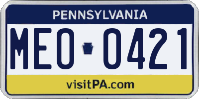 PA license plate MEO0421