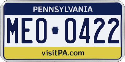 PA license plate MEO0422
