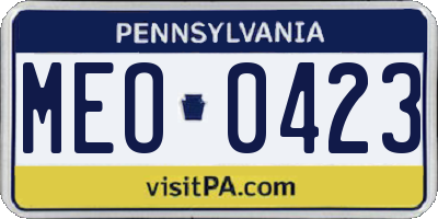 PA license plate MEO0423